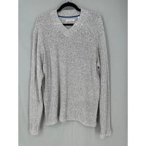 32 Bar Blues Sweater Mens Large Gray V Neck Pullover Mohair Wool